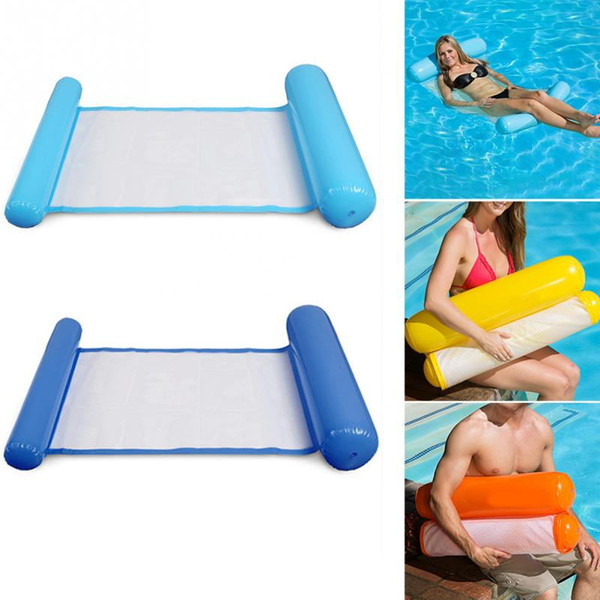 Hot Sunbathe Bed Swimming Ring Circle Beach Mat Water Party Toys Foldable Hammock Single PeopleBackrest Recliner Floating Sleeping Bed Chair