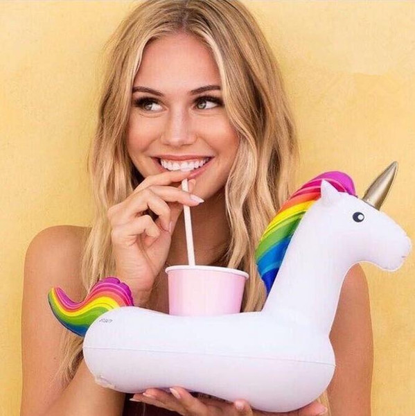 New PVC Inflatable Drink Cup Holder 33cm Inflatable White Drink Cup Holder Inflatable Pegasus Floating Pool Drink Holder for Party