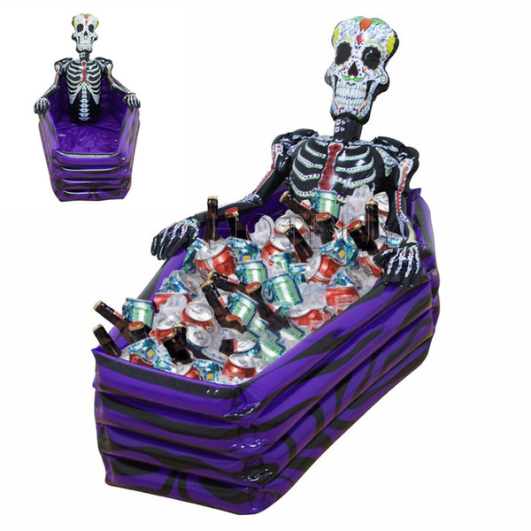 Skull Inflatable Cooler Skeleton Drink Ice Bucket Halloween Party Supply Christmas Decoration Toys Outdoor Tableware Halloween Bar #4705