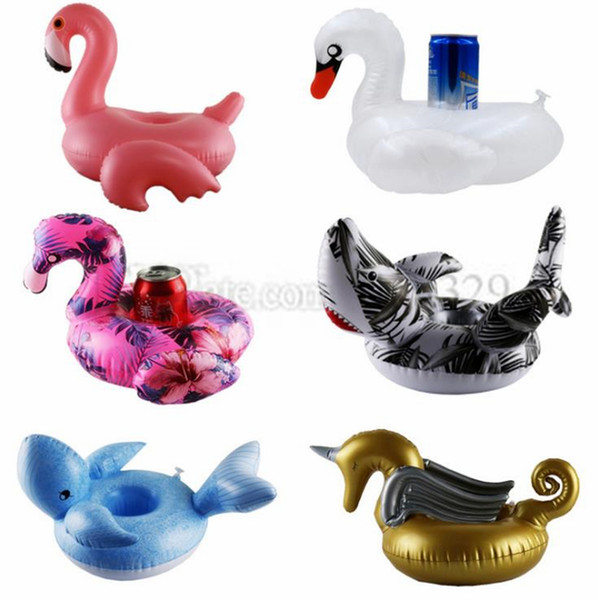 New Inflatable Cup Holder Flamingos Whale swan unicorn Shark Drink Holders Pool Float Cup Holder Swimming Ring Pools Party Toys 4693