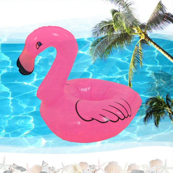 Inflatable Flamingo Drink Can Cell Phone Holder Stand Coasters Float Pool Toy for Kids Fun Swimming Floatation Device