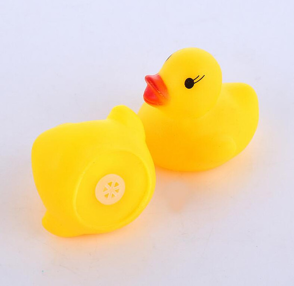 Free shipping 100pcs/lot wholesale mini yellow Rubber bath duck with sound Floating Duck Swiming pools baby toy gift