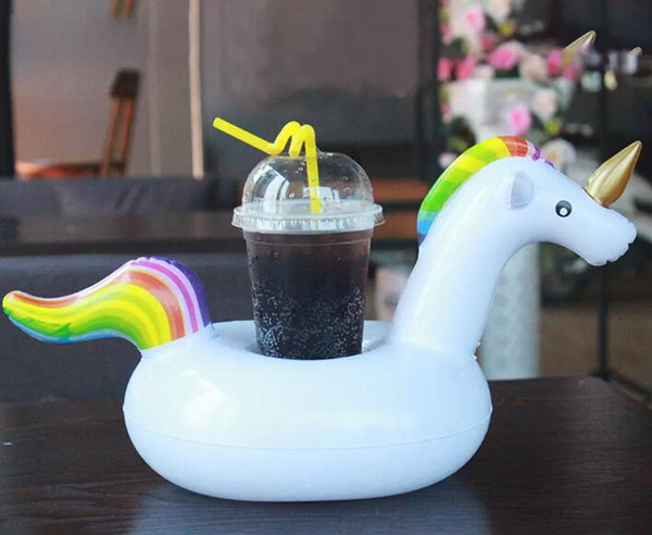 Animals Inflatable Cup Holder Drink Floating Party Beverage Boats Pool Beach Stand Inflatable Drink Holder Unicorn Flamingo 50pcs