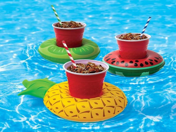 100pcs/lot Watermelon duck donut Red Flamingo Floating Inflatable Drink Holder Swimming Pool Bathing Beach Party Bath Gifts