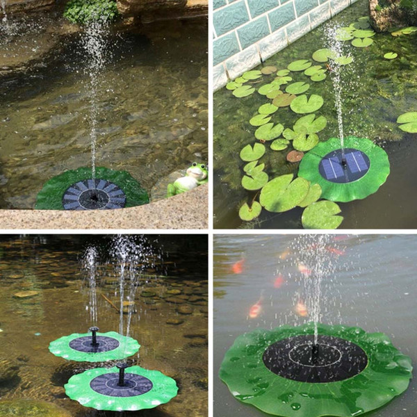 Wholesale Solar Water Pump Floating Waterpomp Panel Kit Fountain Pool Pump Kit Lotus Leaf Fairy Garden Miniatures Garden Home Decor