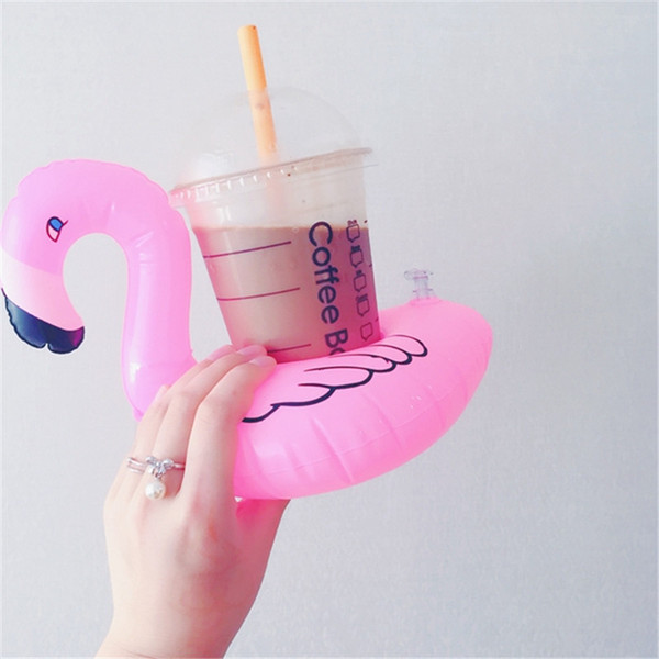 Float Cup Holder Flamingo Coasters Inflatable Drink Holder for Swimming Pool Air Mattresses Donut for Cup