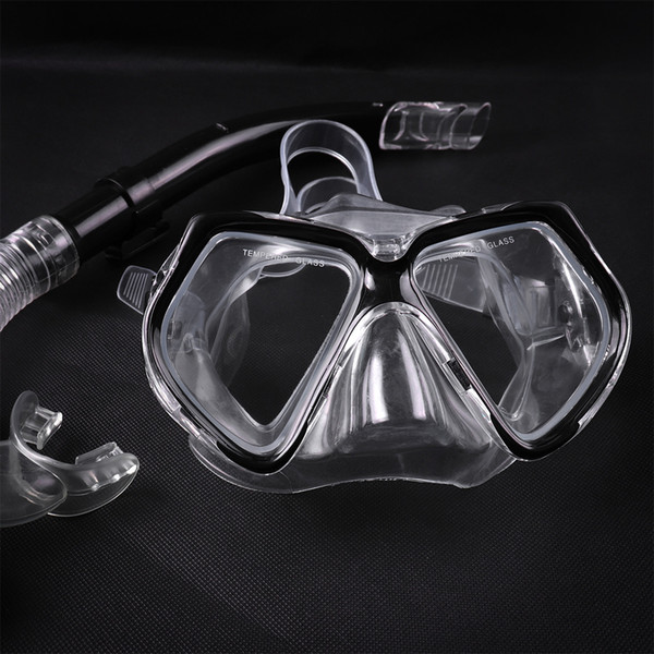 2pcs PVC Adult Diving Mask Tempered Glass Breathing Tube Silicone Mouthpiece Semi-dry For Diving Snorkeling Package Combo