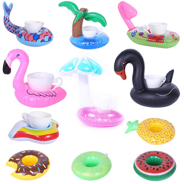 Animals Inflatable Cup Holder Drink Floating Party Beverage Boats Pool Beach Stand Inflatable Drink Holder Unicorn Flamingo 240