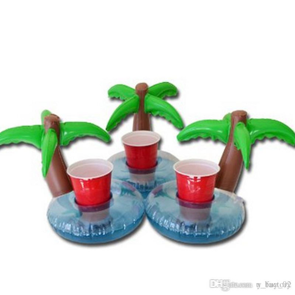 Inflatable Coconut Tree Coasters Drink Holder Lovely Coconut Tree Swim Float Pool Floating For 12 oz Sodas