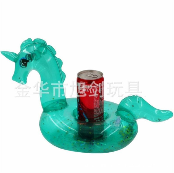 Sequins Unicorn Cup Holder Transparent Green Color Drink Holders Children Water Coasters Floats Toy New Arrival