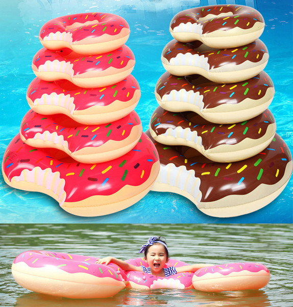 Fast Inflatable Donuts Swimming Laps Water Supplies 60-120cm Lifebuoy Inflatable Children Adult Multi size Thicken Color Random