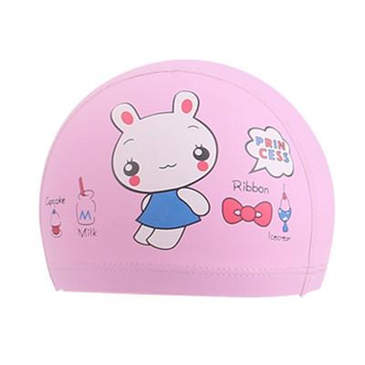 Children PU cloth cute cartoon swimming cap waterproof ear protection