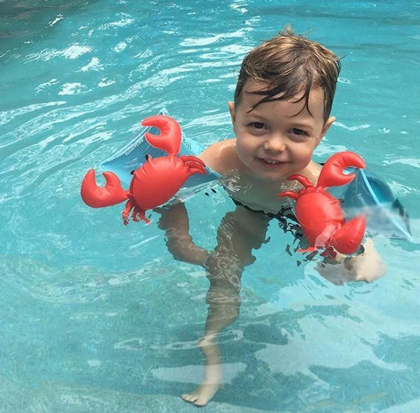 Baby Swimming Ring safety aid Cartoon Shape Kids Inflatable Arm Band Cartoon Swimming Armlet Flamingo Crab