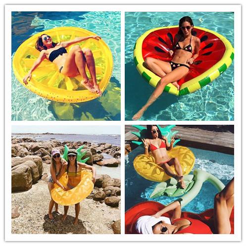 Inflatable Lemon Watermelon Float Pool ECO-Friendly PVC Floating Lemon Slice Summer Outdoor Swmming Pool Raft Fun Adults Swim Party Toys