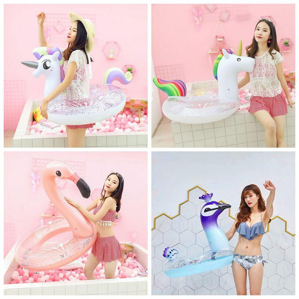 Sequins Unicorn Floats Adult Flamingo Float Swimming Ring Adult Life Buoy Unicorn Floating Ring Sequins Pools Outdoor Play CCA11539 10pcs