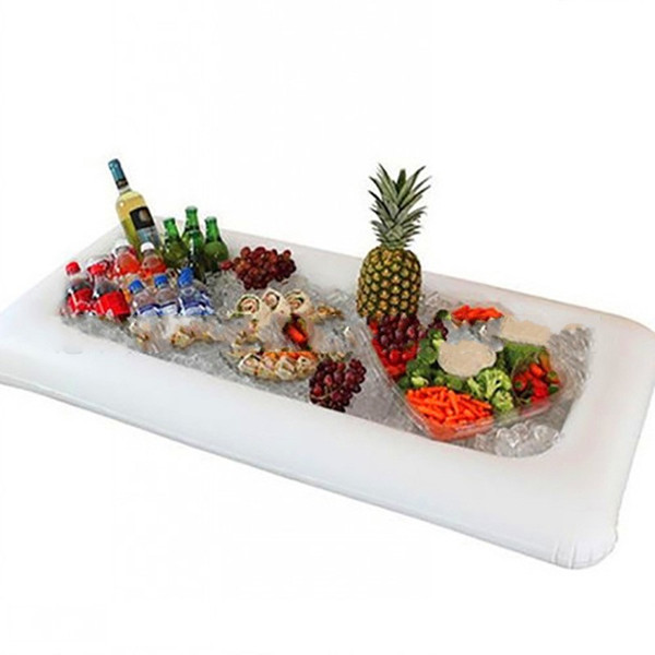 Summer Beach Ice Bar Inflatable Party Cooler Outdoor Camping Salad Plate 134X64 PVC Foldable White Eco Friendly 12 8fy C1