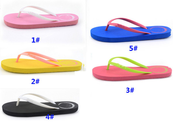 Summer Love Pink Flip Flops Candy Colors Beach Pools Slippers Shoes For Women Casual PVC Home Bathroom Sandals SHH7-1054