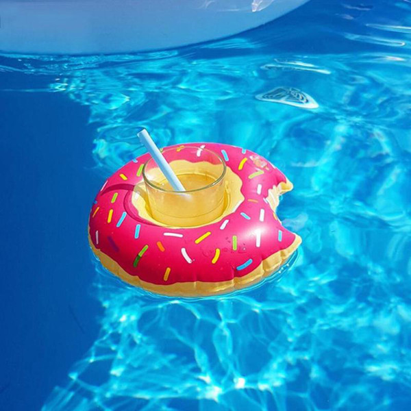 Inflatable Drink Cup Holders Mini Cookies Shape Floating Beach Party Decoration Coasters Cup Swimming Ring Beverage Holders