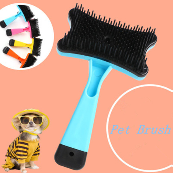 Pet plastic grooming brush dog hair remover massage multifunctional cleaning comb pet supplies yellow blue orange