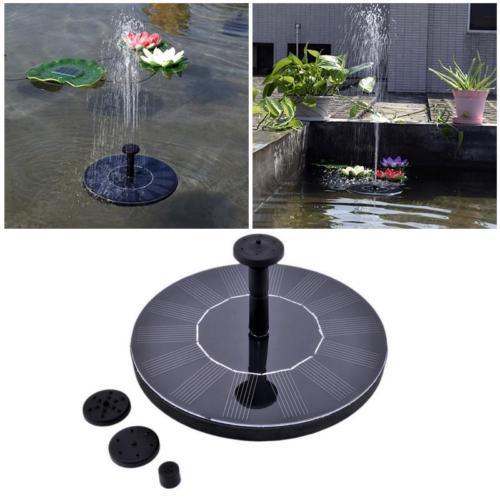 Outdoor Floating Solar Power Water Floating Fountain Pump Pool Garden Watering 4 Different Spray Heads for Bird Bath, Fish Tank, Small Pond