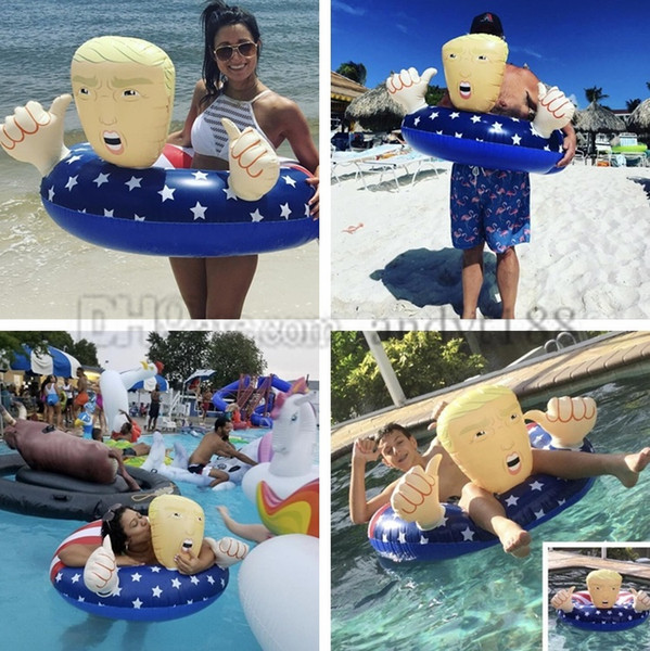 Cartoon Trump Swim Ring Inflatable Floats 110cm Giant Thicken Newest Summer Fun Inflatable Beach Play Water Fun Float Seat 4696