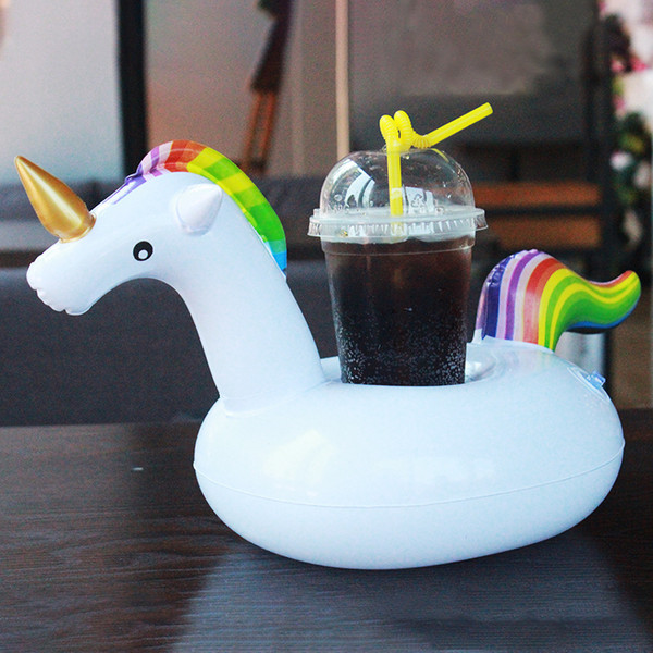 Inflatable Unicorn Drink Cup Holder Floating Party Beverage Boats Phone Stand Holder Children Swimming Pool Toys Party Supplies