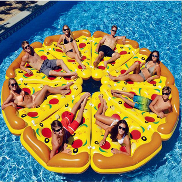 Swim Fun Inflatable Floating Seat Pizza Float Slice Inflatable Beach Lounger Fun Float Swimming Pool Air Tubes Water Toy