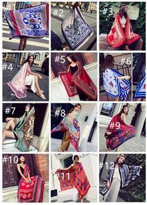 New Ethnic Wind Scarf Female Tassel Printing Large Shawl Spring and Summer Travel Silk Scarf Seaside Holiday Sunscreen Beach Tow