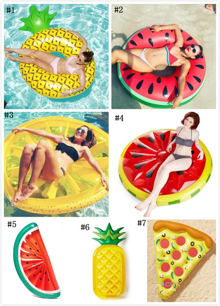 Creative Giant Inflatable Half Watermelon Floating Row Air Mattresses Pineapple Lemon Fruit Floating Bed for Summer