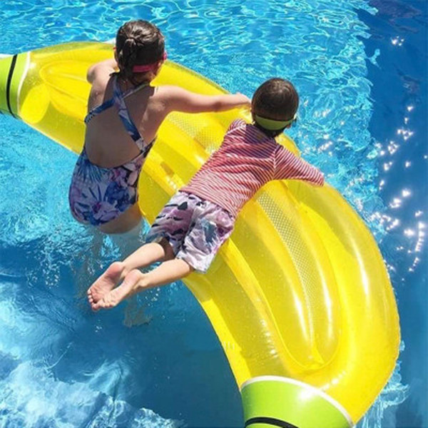 180cm Inflatable Banana Gaint Pool Float Beach Mattress Swimming Rings Lifebuoy Ride on Banana Air Bed Raft Sea Water Party Toys AQI-880