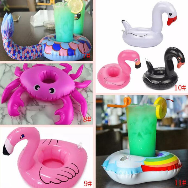 Animals Inflatable Cup Holder 11 Style Inflatable Drink Holder Floating Beverage Boats Pool Toys Party Supplies DHL Free Shipping