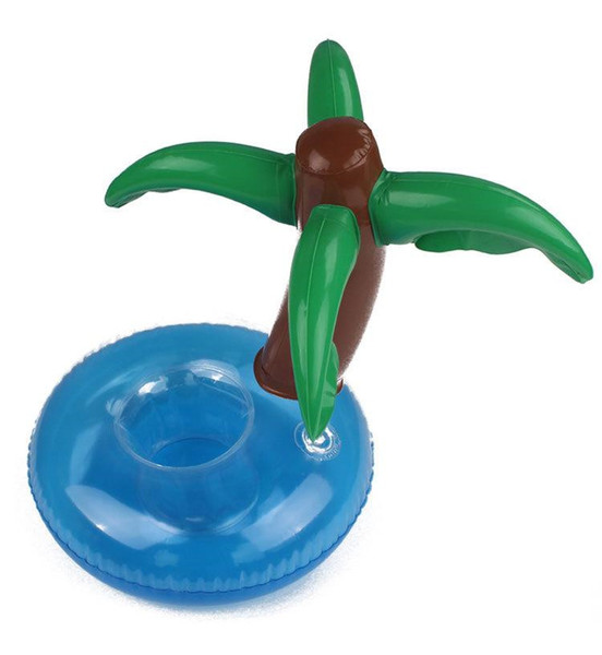 Single Hole Coconut Tree Inflatable Drink Cup Holder Water Coaster Bottle Holder Floating Lovely Pool Bath For Beach DHL Free Shipping