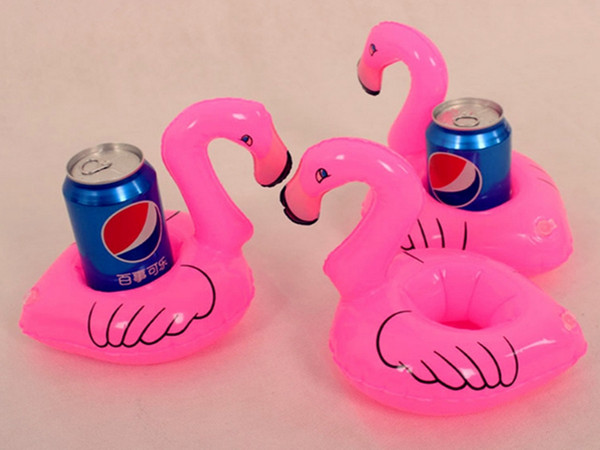 100pcs/lot Mini Cute Funny Toy Red Flamingo Float Inflatable Drink Holder Swimming Pool Bathroom Beach Party Kids Bath