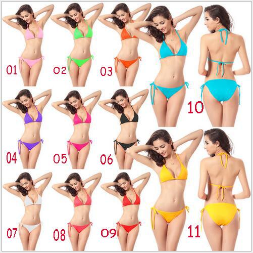 Wholesale Sexy bandage swimsuit BIKINI swimming pool swimsuit multicoloured candy-colored hot spring BIKINI fast Free Shipping