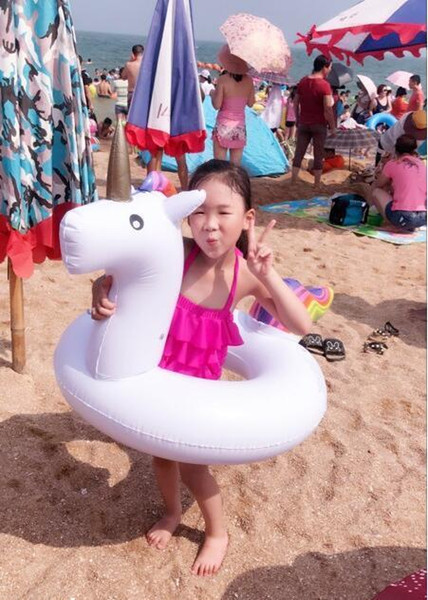 INS Inflatable Unicorn Floats Kids Unicorn Float Swimming Ring Baby Adult Unicorn Life Buoy Floating Ring Outdoor Play