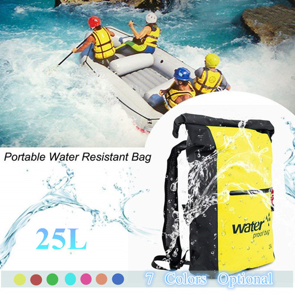 25L Outdoor Waterproof Swimming Bag Backpack Bucket Dry Sack Storage Bag Outdoor Rafting Sports Kayaking Canoeing Travel Kits 7 Color Option