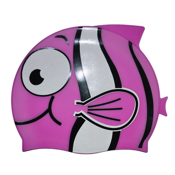 Waterproof and skid-proof pure silica gel swimming cap cute cartoon fish-shaped swimming cap for children