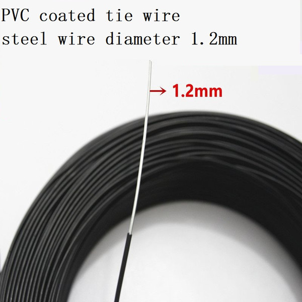 1.2 mm Wire diameter PVC coated Tire wire Outside diameter about 1.8 mm Black Fit for Plant Garden Grape rack Power cable arrange