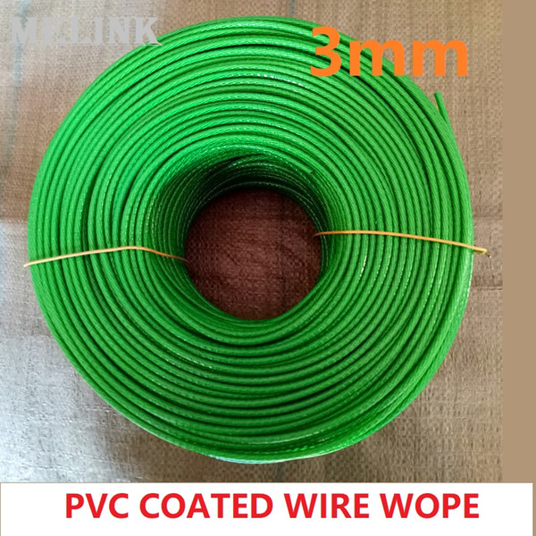 3 mm diameter PVC coated steel WIRE ROPE Fit for Plant Garden Kiwi Grape rack Crafts Clothes drying etc.