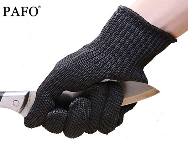 PAFO 1/Pair Black Working Safety Gloves Cut-Resistant Protective Stainless Steel Wire Butcher Anti-Cutting Gloves Free Shipping