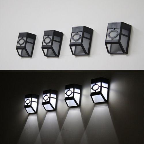 Solar Powered Wall Mount LED Light Outdoor Garden Path Landscape Fence Yard Lamp ABS+PS Cover Home Stair GZ-L01