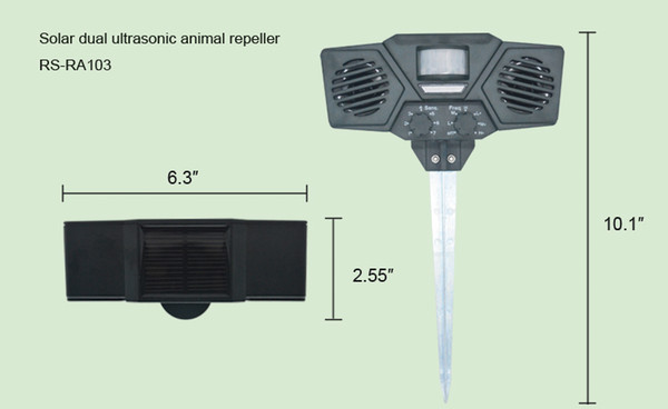 Risa Garden solar powered dual ultrasonic animal repeller, outdoor animal scarecrow rechargable and waterproof, dog repellant, cat stop