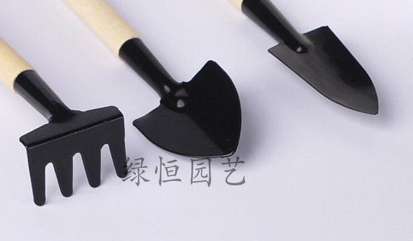 HOT mini garden 3 PCS tools plant garden hand wooden tools garden accessory portable handle metal head for kids gardener