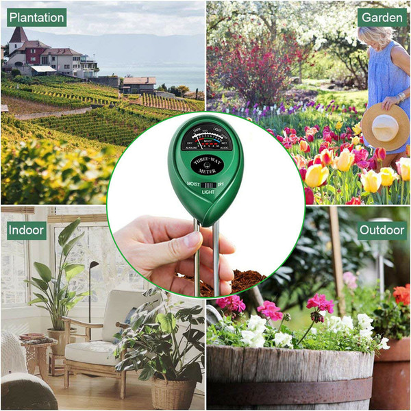 Soil Moisture Meter 3 in 1 Garden Plant Flowers PH Tester Moisture Light Meter Testing Tools Garden Supplies OOA6728