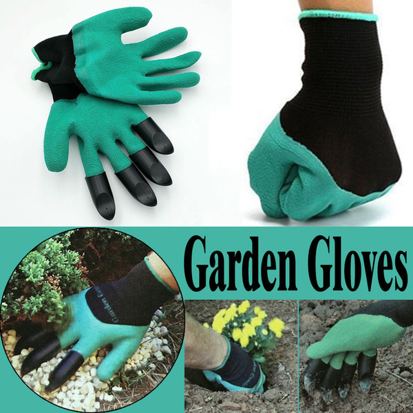 Garden Genie Gloves Safety Gloves Garden Flowers Digging with 4 ABS Plastic Fingertips Planting Gloves Green Colors 30 Pairs by DHL DDC003