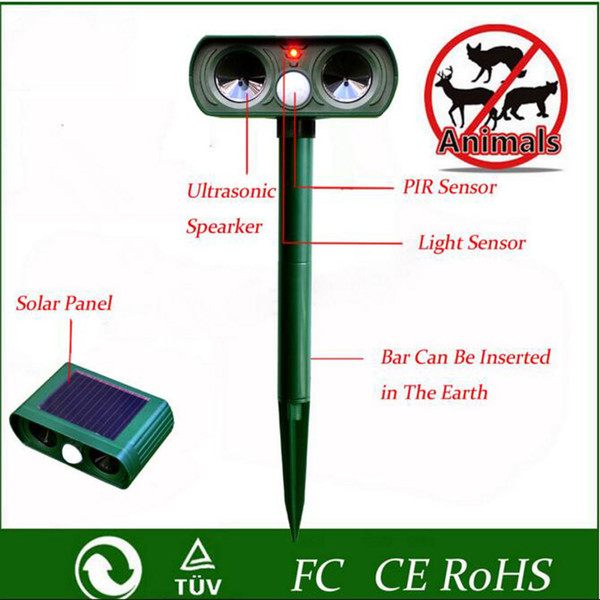 ABS Solar Power Ultrasonic Signals Animal Repeller Outdoor Bird Mouse Expeller Green Hot Sale New Gardent Product