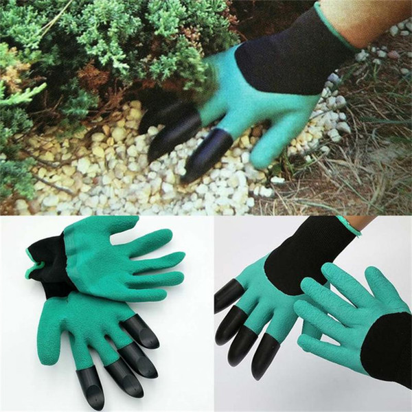 2017 Rubber+Polyester Builders Garden Work Genie Latex Gloves with 4 Claws Quick & Easy way to Garden Digging & Planting F931-2