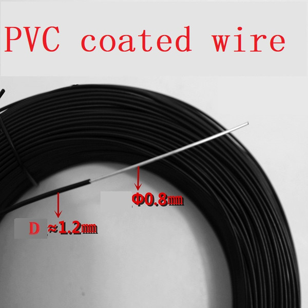 0.8 mm Wire diameter PVC coated Tire wire Outside diameter about 1.2 mm Black Fit for Plant Garden Grape rack Crafts Power cable arrange