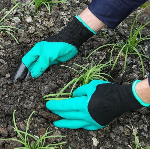 New Green Garden Gloves with Fingertips Claws Dig and Plant Safe for Rose Pruning Gloves Mittens Digging Gloves