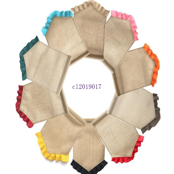 Colorful Ruffle Burlap Garden Flags 31*46cm 10 Colors DIY Jute Linen Yard Flag House Decoration Hanging Flag